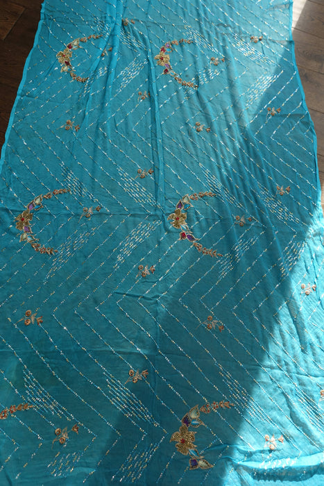 Blue Vintage Beaded Dupatta - New