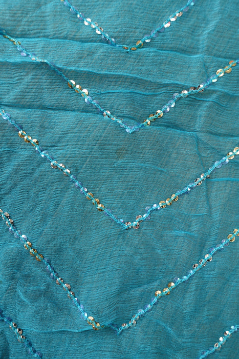 Blue Vintage Beaded Dupatta - New
