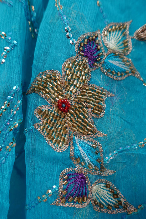 Blue Vintage Beaded Dupatta - New