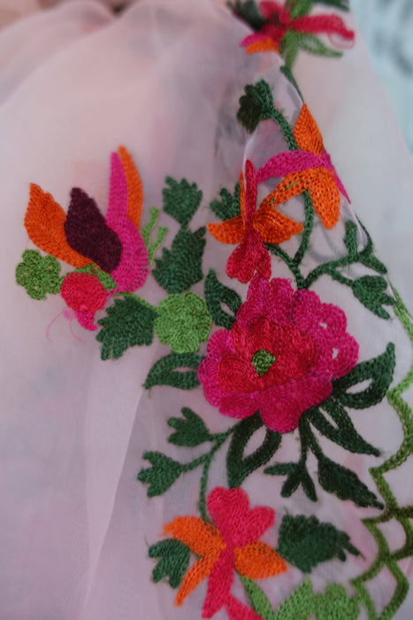 Peach Floral Embroidered Dupatta - New