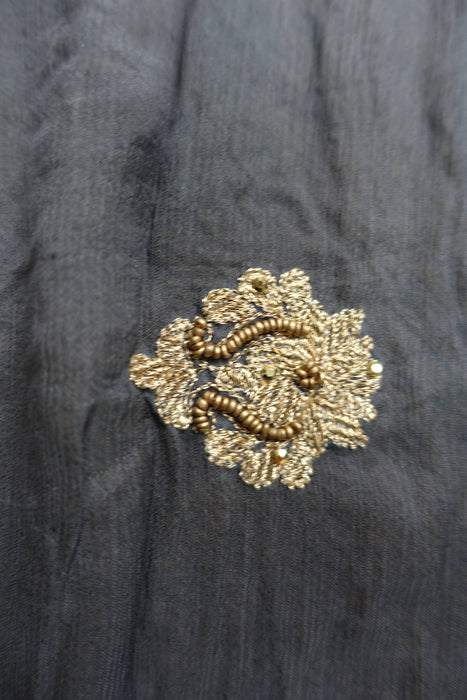 Charcoal Grey Embellished Dupatta - New