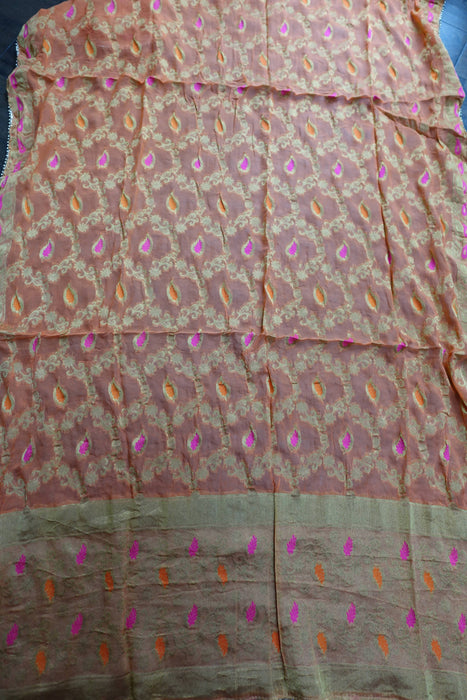 Orange Chiffon Banarsi Dupatta - New