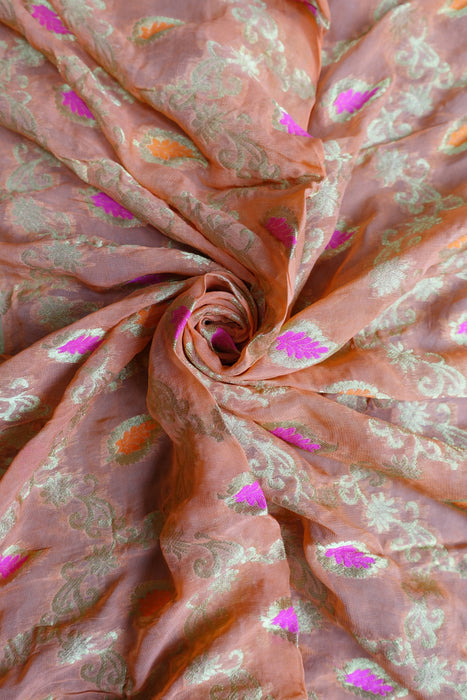 Orange Chiffon Banarsi Dupatta - New