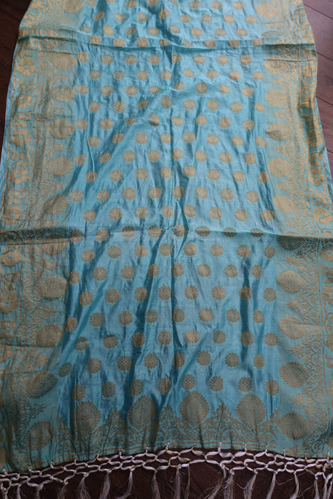 Sky Blue Banarsi Style Brocade - New