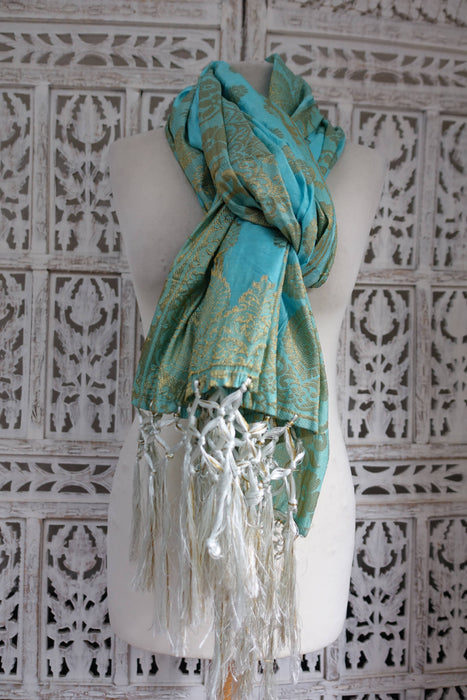 Sky Blue Banarsi Style Brocade - New