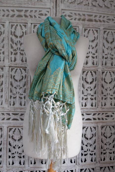 Sky Blue Banarsi Style Brocade - New