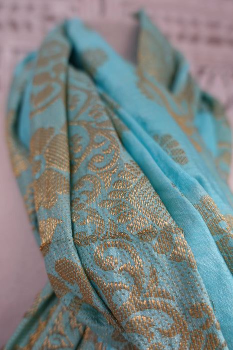 Sky Blue Banarsi Style Brocade - New