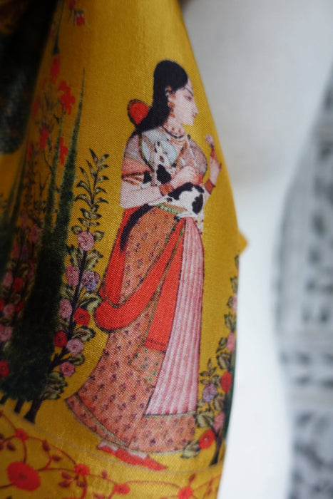 Ochre Crepe Printed Crepe Dupatta - New
