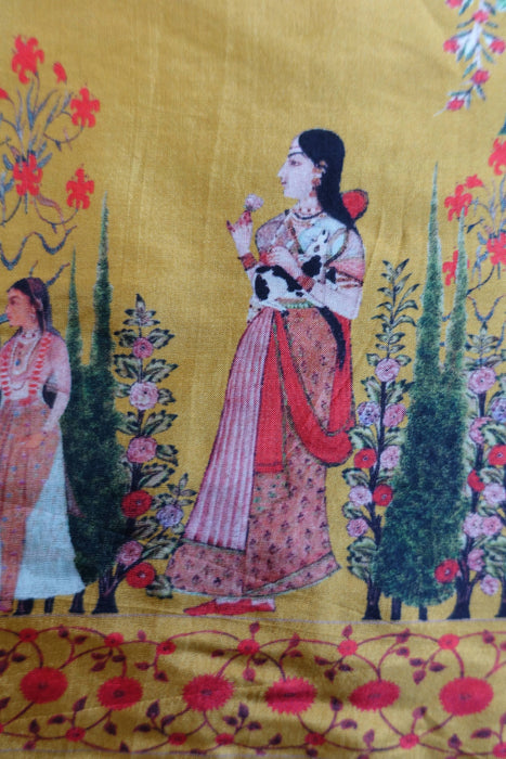 Ochre Crepe Printed Crepe Dupatta - New