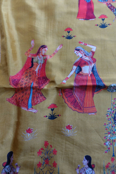 Ochre Crepe Printed Crepe Dupatta - New