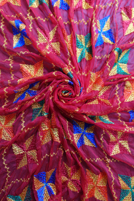 Red Phulkari Dupatta - New