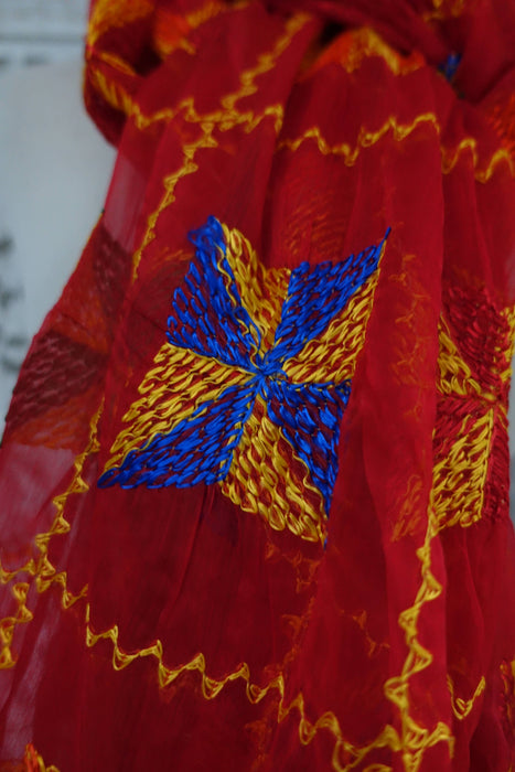 Red Phulkari Dupatta - New