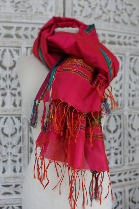Pink Vintage Silk Blend Shawl - New