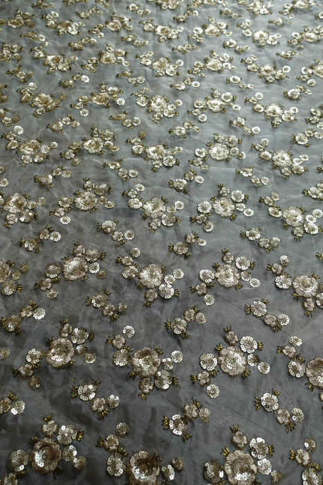 Off Cream Organza With Green Trim - New