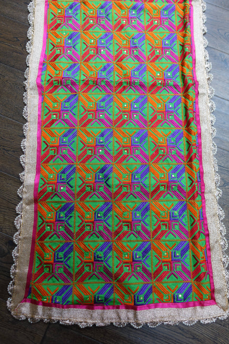 Narrow Phulkari Embroidered Shawl - New