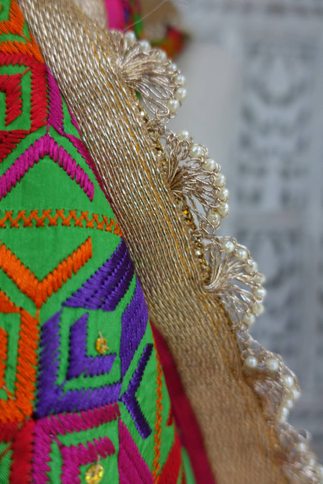 Narrow Phulkari Embroidered Shawl - New