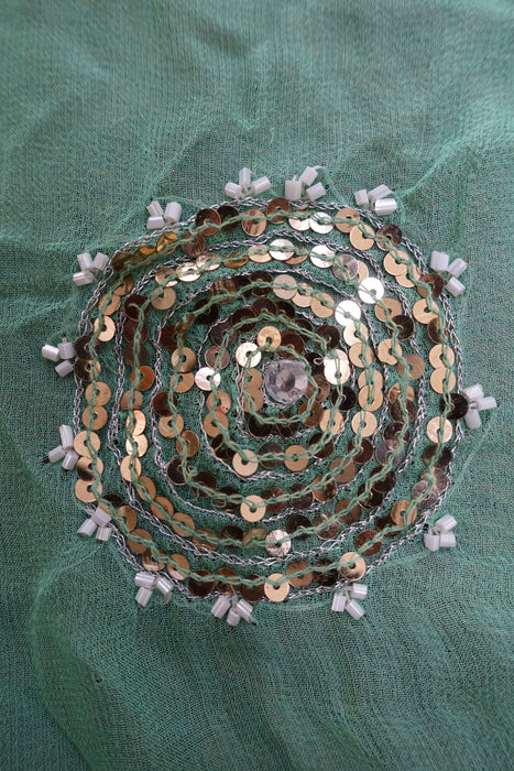 Green Silk Chiffon Sequinned Dupatta - Preloved