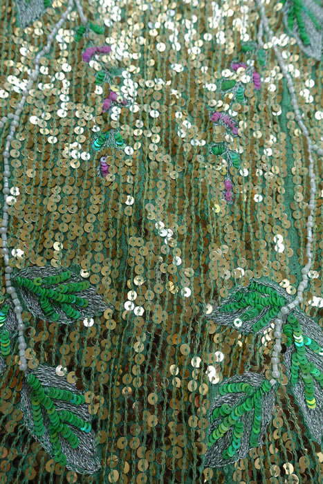 Green Silk Chiffon Sequinned Dupatta - Preloved