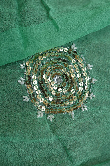 Green Silk Chiffon Sequinned Dupatta - Preloved
