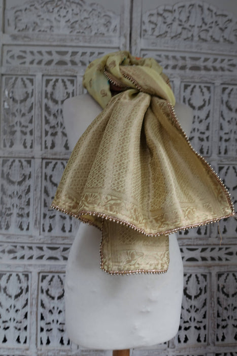 Cream Banarsi Brocade Shawl - Preloved