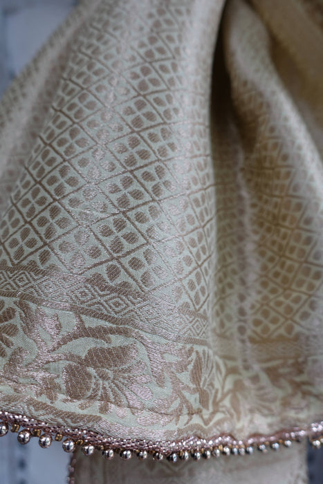 Cream Banarsi Brocade Shawl - Preloved