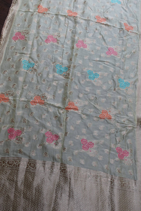 Cream Banarsi Brocade Shawl - Preloved