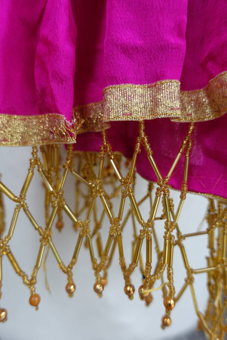 Hot Pink Silk Crepe Vintage Dupatta - Preloved