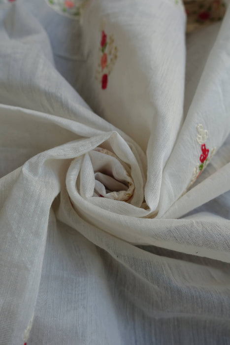 Cream Cotton Silk Embroidered Dupatta - New