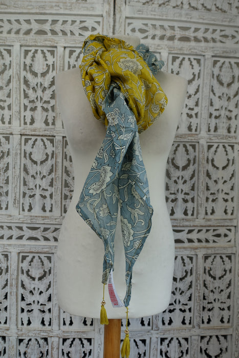 Blue And Green Printed Accessorize Scarf - Preloved