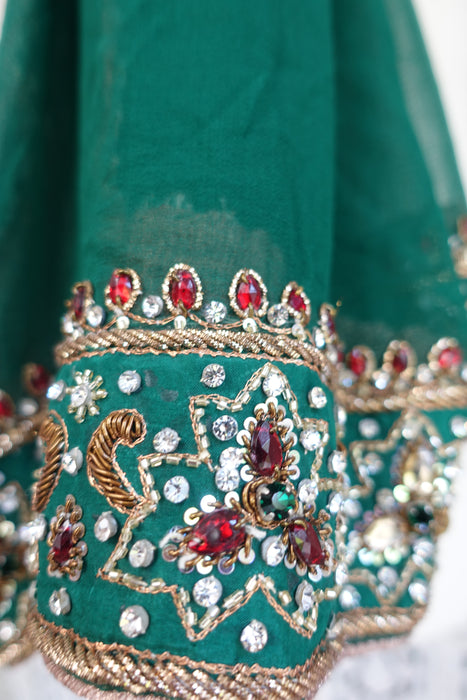 Green Chiffon Heavily Embellished Dupatta - Preloved