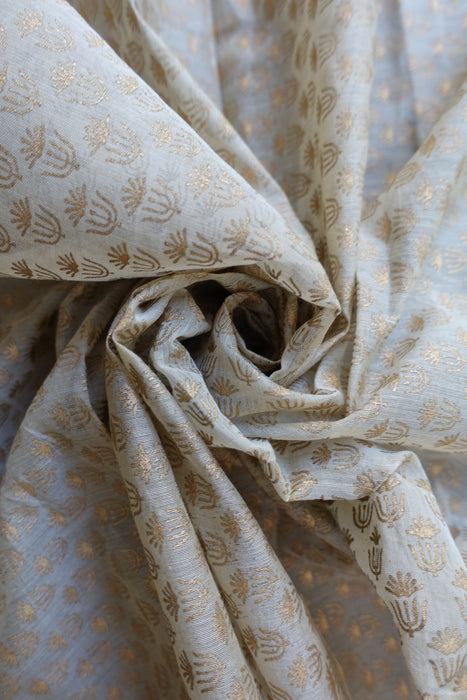 Cream Cotton Silk With Orange Stripe Dupatta - New