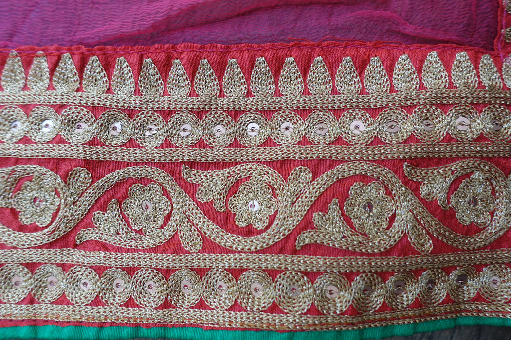 Pink Chiffon Embroidered Dupatta - New
