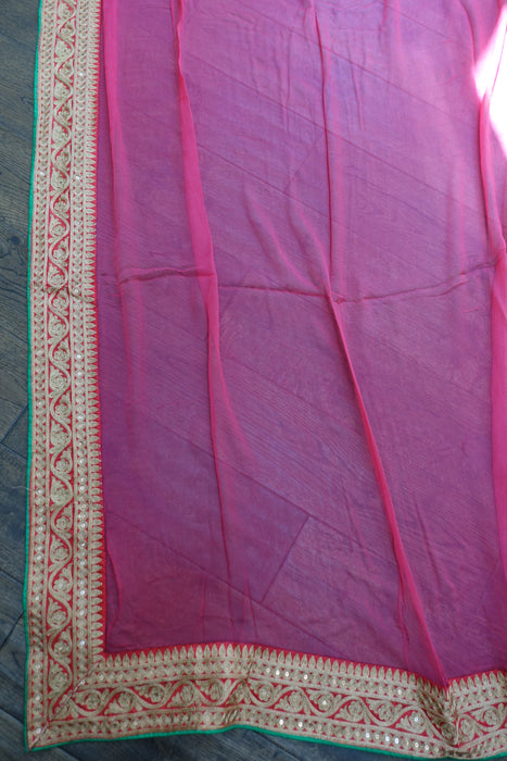 Pink Chiffon Embroidered Dupatta - New