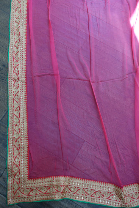 Pink Chiffon Embroidered Dupatta - New