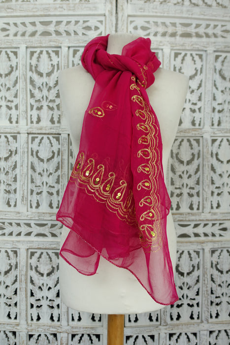 Pink Vintage Sequined Dupatta - New