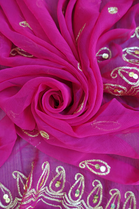 Pink Vintage Sequined Dupatta - New