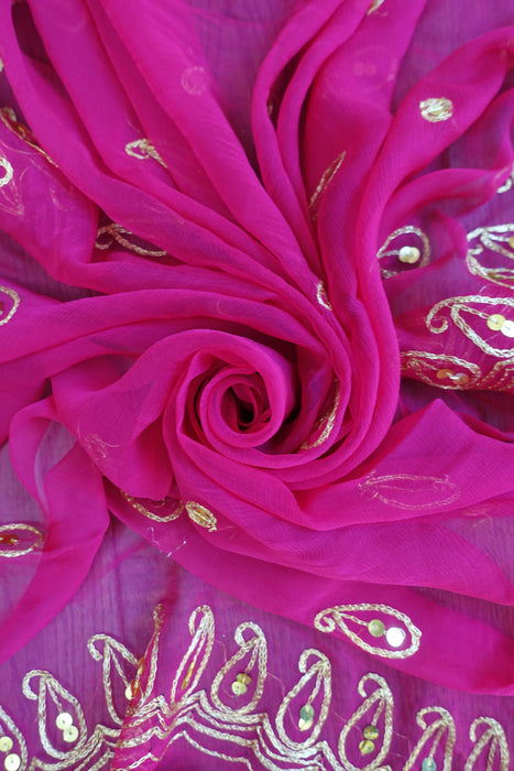 Pink Vintage Sequined Dupatta - New