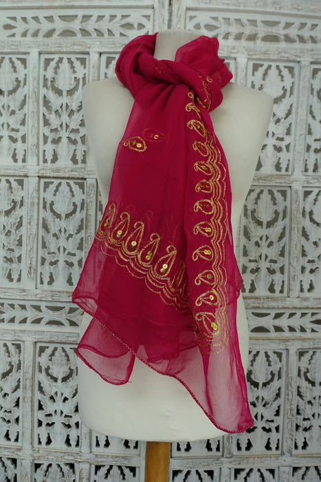 Pink Vintage Sequined Dupatta - New