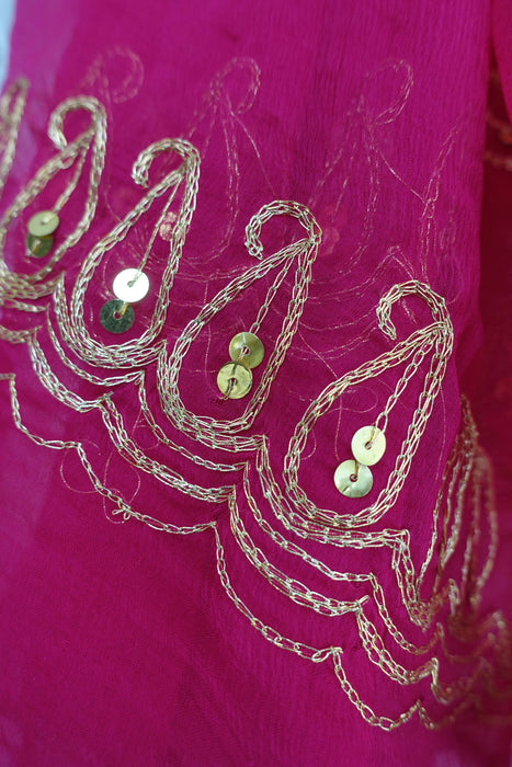 Pink Vintage Sequined Dupatta - New