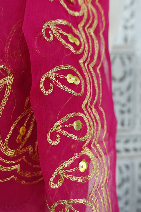 Pink Vintage Sequined Dupatta - New