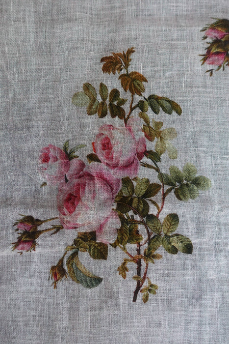 Pink Floral Print Linen Dupatta - New