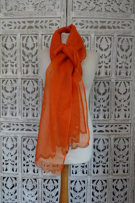 Orange Silk Voile Dupatta - New