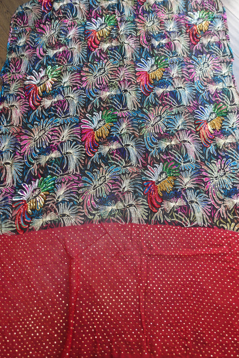 Red Sequinned Vintage Dupatta - New