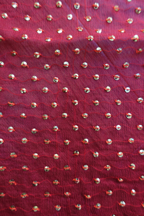 Red Sequinned Vintage Dupatta - New