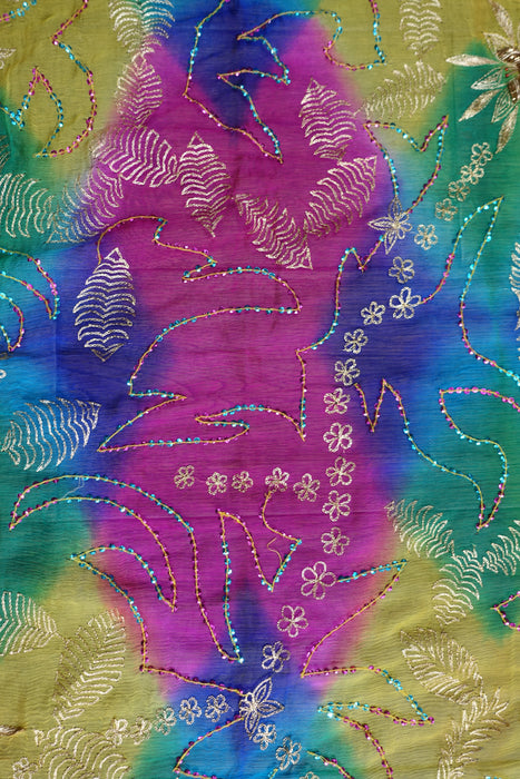 Multicoloured Silk Chiffon Vintage Dupatta - New