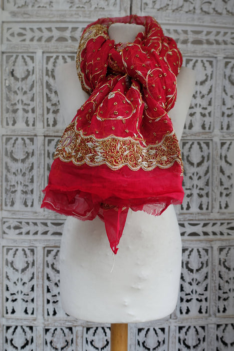 Traditional Red Vintage Wedding Dupatta - New