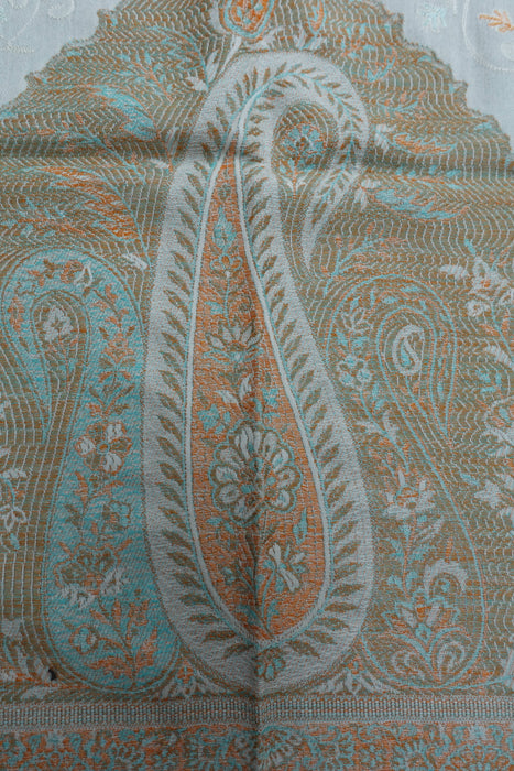 Off White Wool Pastel Coloured Embroidery Winter Shawl - New