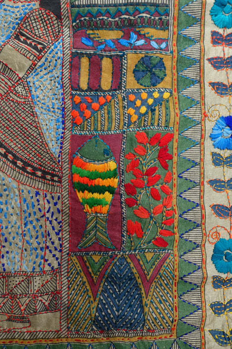 Beige Cotton Silk Embroidered Dupatta - New
