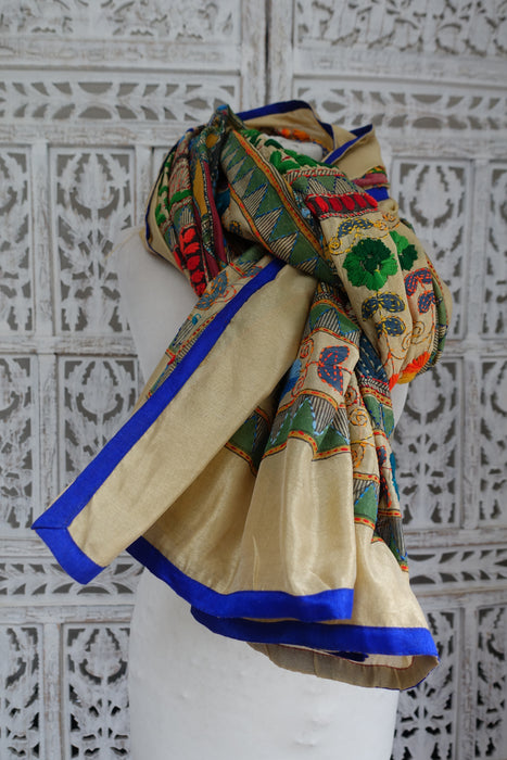 Beige Cotton Silk Embroidered Dupatta - New
