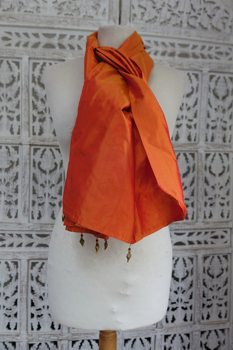Orange Pure Vintage Silk Dupatta - Preloved